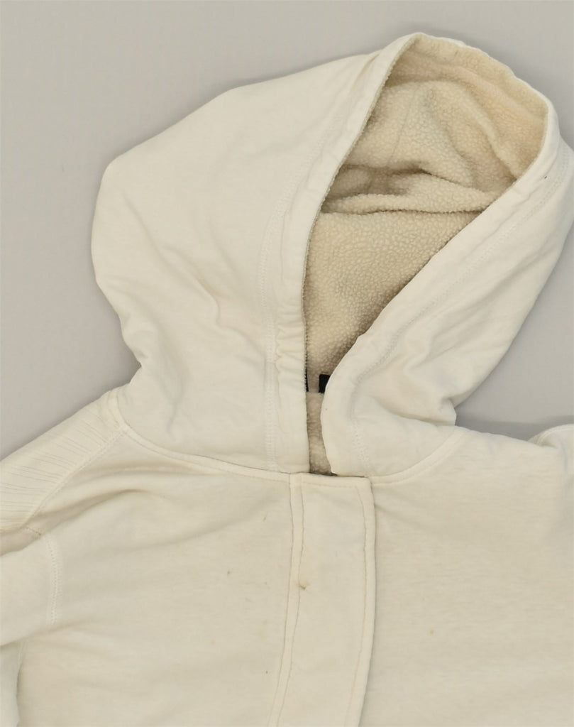 HURLEY Womens Zip Hoodie Sweater UK 10 Small Off White Cotton | Vintage Hurley | Thrift | Second-Hand Hurley | Used Clothing | Messina Hembry 