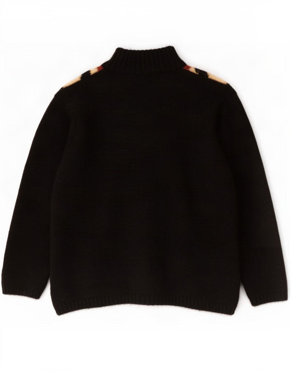 Nagpal Mens Zip Neck Jumper Sweater Small Black Argyle/Diamond
