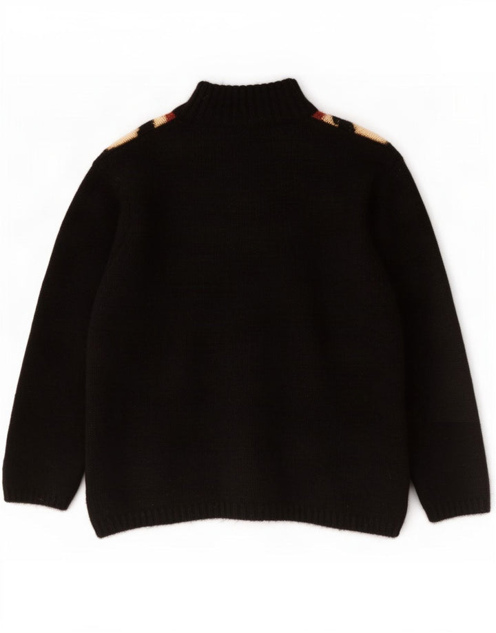 Nagpal Mens Zip Neck Jumper Sweater Small Black Argyle/Diamond