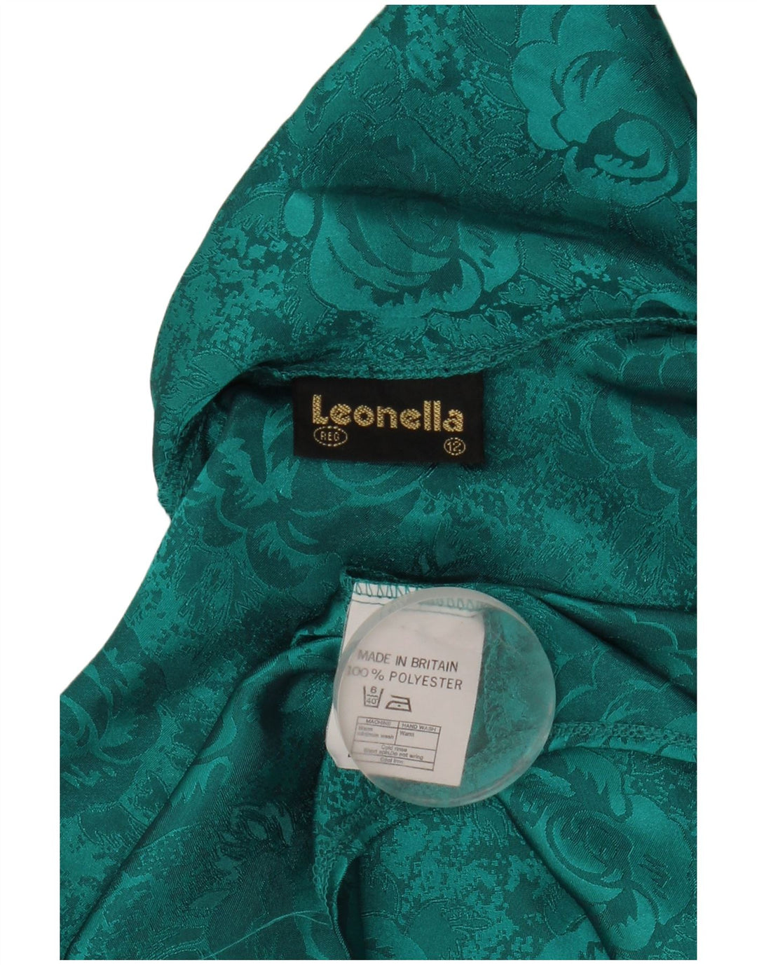 Vintage Womens Front Tie Shirt Blouse UK 12 Medium Green Floral Polyester