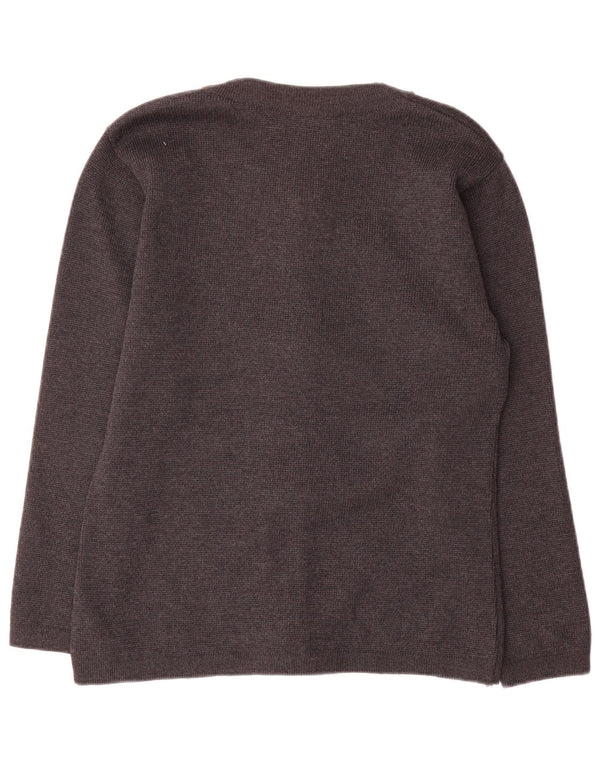 Vintage Womens Oversized Cardigan Sweater UK 10 Small Grey Wool
