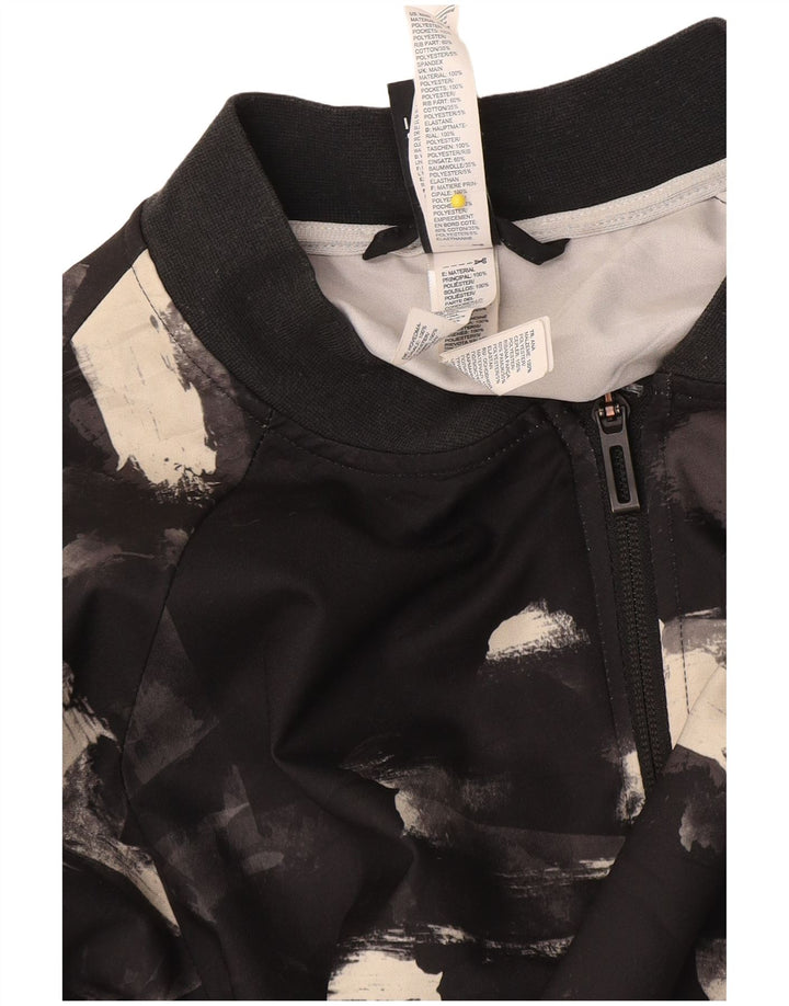 Adidas Womens Abstract Pattern Tracksuit Top Jacket UK 10 Small Black