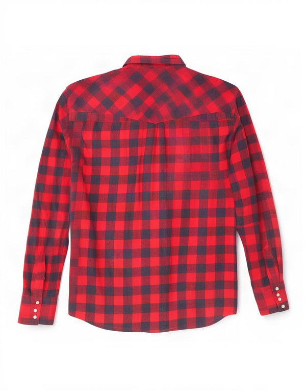 Wrangler Mens Flannel Shirt Medium Red Gingham Cotton
