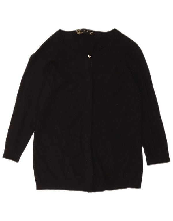 Zara Womens Cardigan Sweater UK 12 Medium Black Rayon