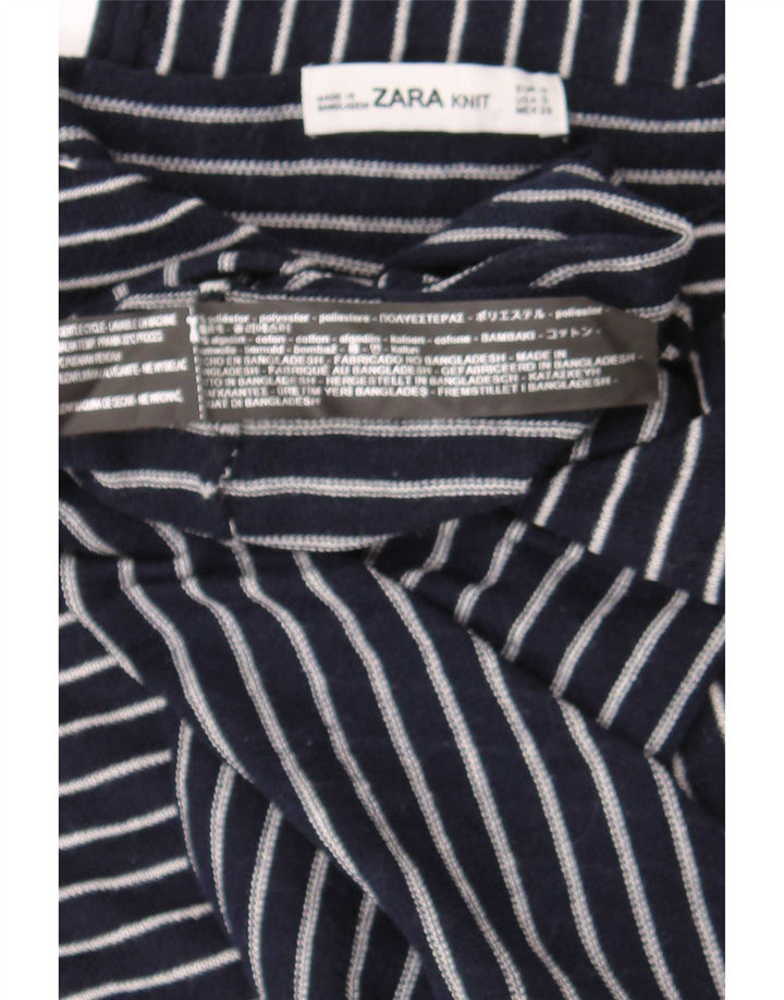 Zara Womens Oversized Top 3/4 Sleeve UK 10 Small Navy Blue Striped
