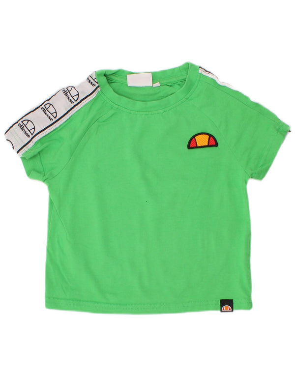 Ellesse Boys Graphic T-Shirt Top 3-4 Years Green Colourblock Cotton