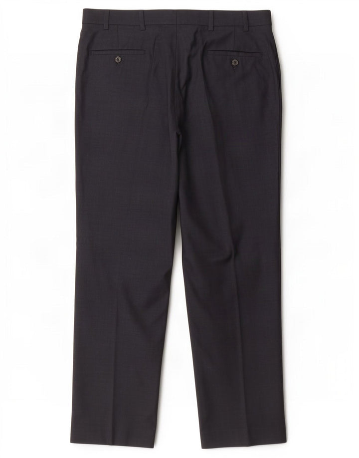 Marks & Spencer Mens Straight Suit Trousers W38 L31 Navy Blue Wool