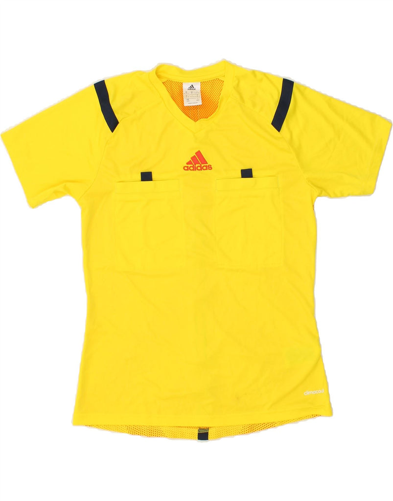 ADIDAS Womens Climacool Graphic T-Shirt Top UK 12/14 Medium Yellow | Vintage Adidas | Thrift | Second-Hand Adidas | Used Clothing | Messina Hembry 