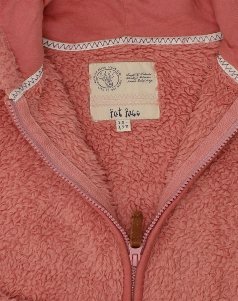 FAT FACE Girls Graphic Hooded Fleece Jacket 12-13 Years Beige Polyester | Vintage Fat Face | Thrift | Second-Hand Fat Face | Used Clothing | Messina Hembry 