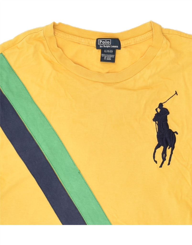 POLO RALPH LAUREN Boys Graphic T-Shirt Top 15-16 Years XL Yellow Cotton | Vintage Polo Ralph Lauren | Thrift | Second-Hand Polo Ralph Lauren | Used Clothing | Messina Hembry 