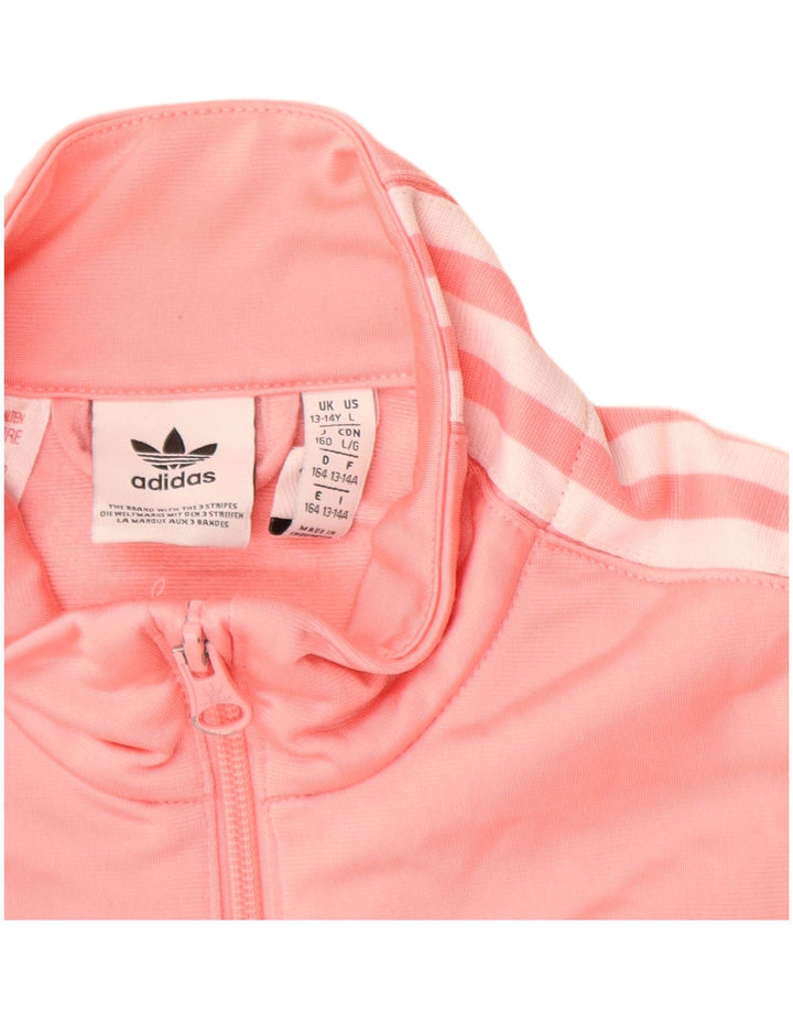 Adidas Girls Tracksuit Top Jacket 13-14 Years Pink Polyester