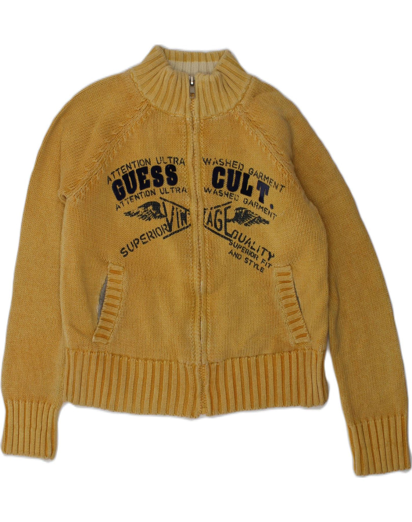 GUESS Boys Graphic Cardigan Sweater 4-5 Years Yellow Cotton | Vintage Guess | Thrift | Second-Hand Guess | Used Clothing | Messina Hembry 