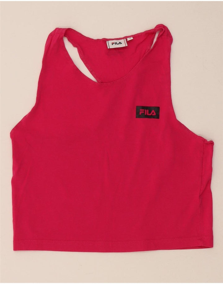 FILA Womens Crop Vest Top UK 8 Small Pink Cotton