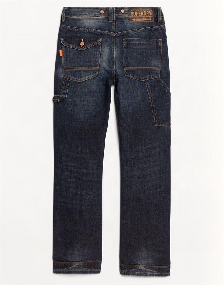 Superdry Mens Cargo Bootcut Jeans W27 L32 Navy Blue Cotton