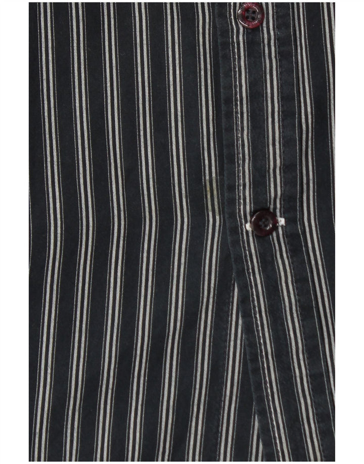 MUSTANG Mens Shirt Large Black Striped Cotton