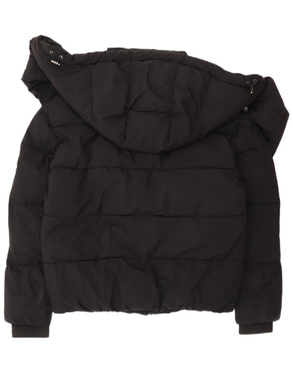 Dkny Womens Hooded Padded Jacket UK 6 XS Black Polyester Winter