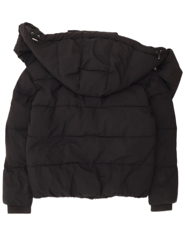 Dkny Womens Hooded Padded Jacket UK 6 XS Black Polyester Winter