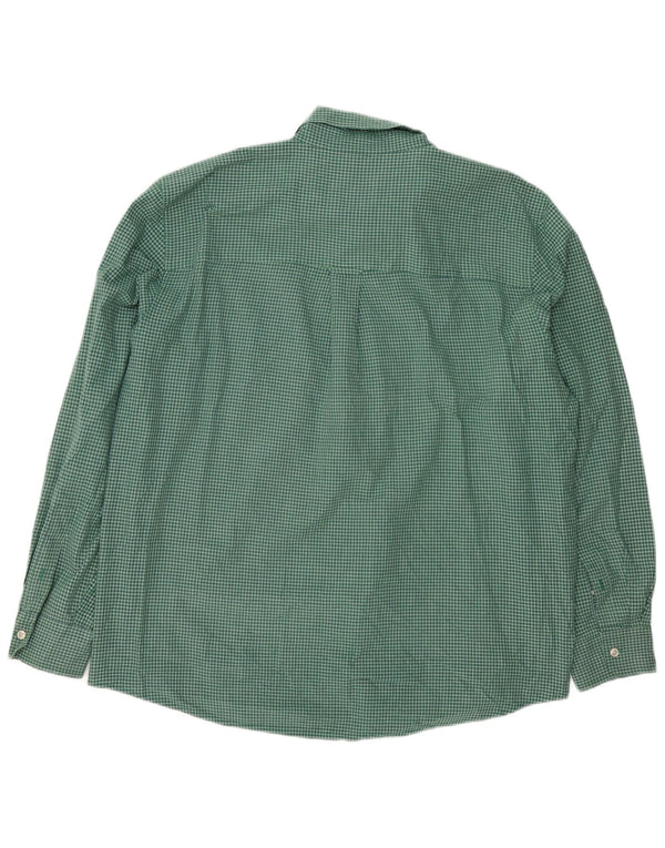 Chaps Mens Easy Care Shirt XL Green Check Cotton