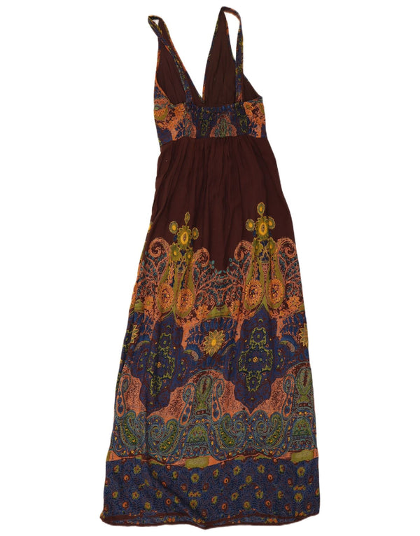 Angie Womens Sleeveless Maxi Dress UK 12 Medium Brown Paisley Rayon