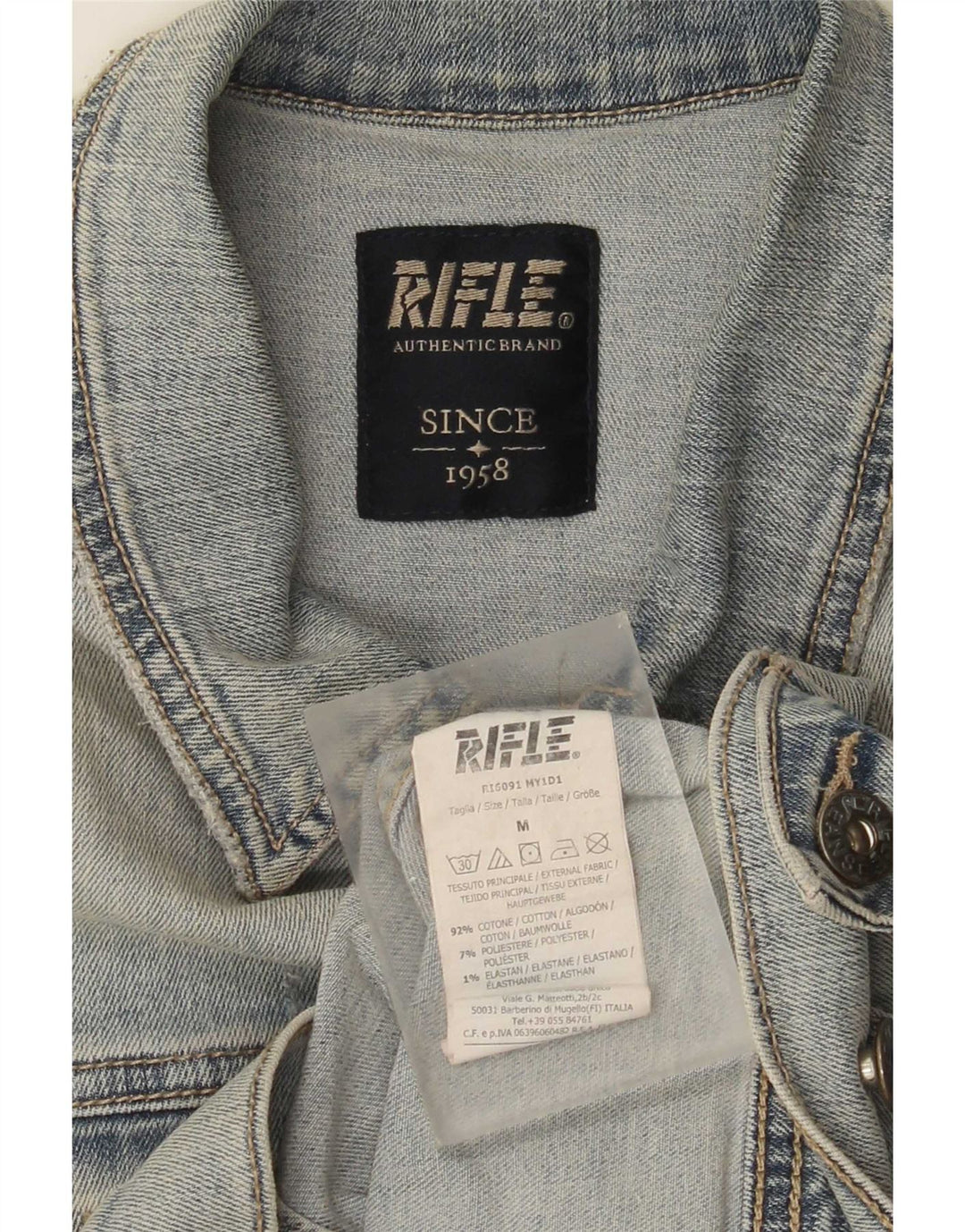 Rifle Mens Denim Gilet UK 38 Medium Blue Cotton