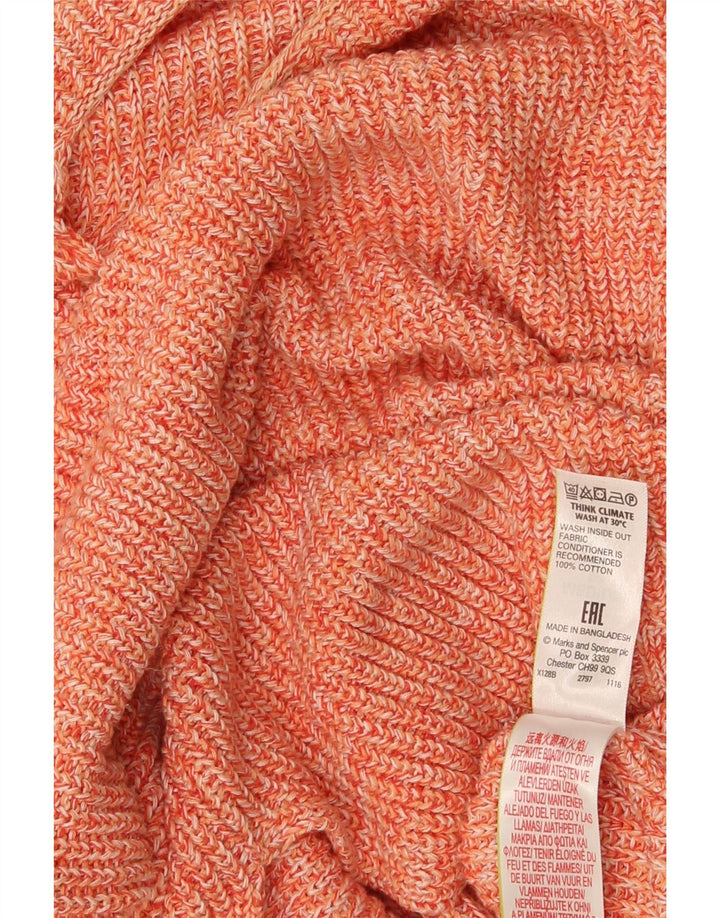 Marks & Spencer Womens Boat Neck Jumper Sweater UK 14 Medium Orange Flecked