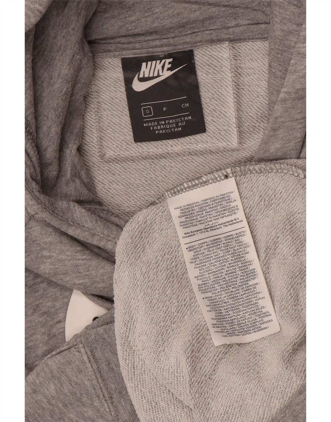 NIKE Mens Graphic Hoodie Jumper Small Grey Flecked Cotton
