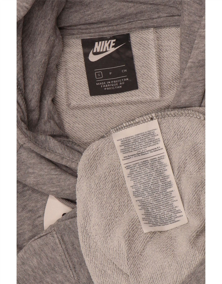 NIKE Mens Graphic Hoodie Jumper Small Grey Flecked Cotton