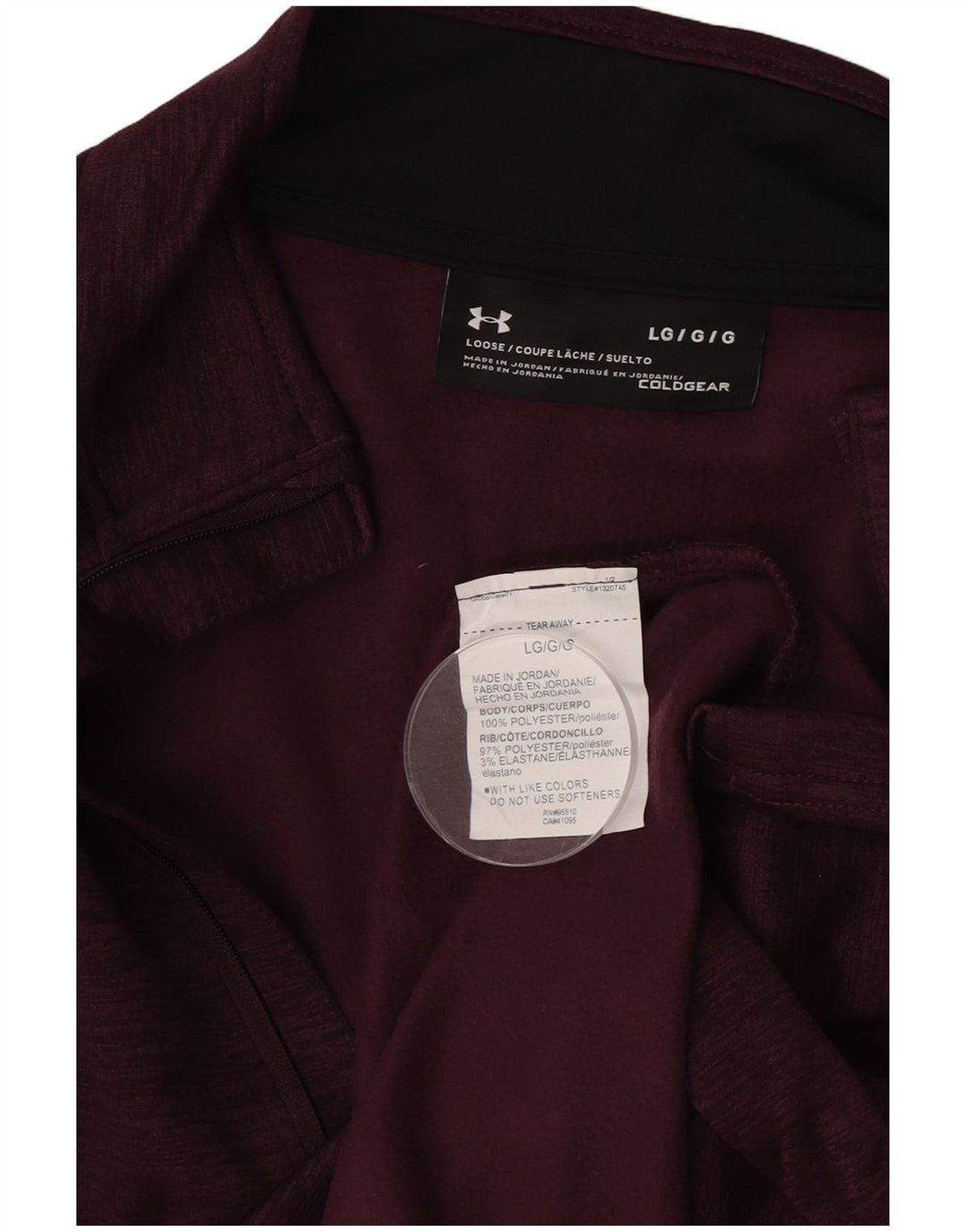 Under Armour Mens Cold Gear Loose Fit Pullover Tracksuit Top Large Burgundy