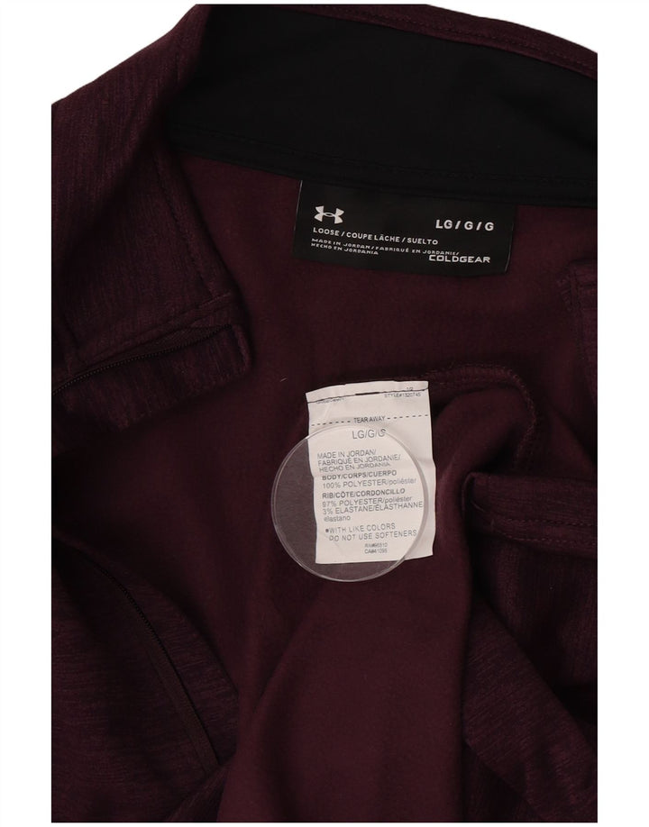 Under Armour Mens Cold Gear Loose Fit Pullover Tracksuit Top Large Burgundy
