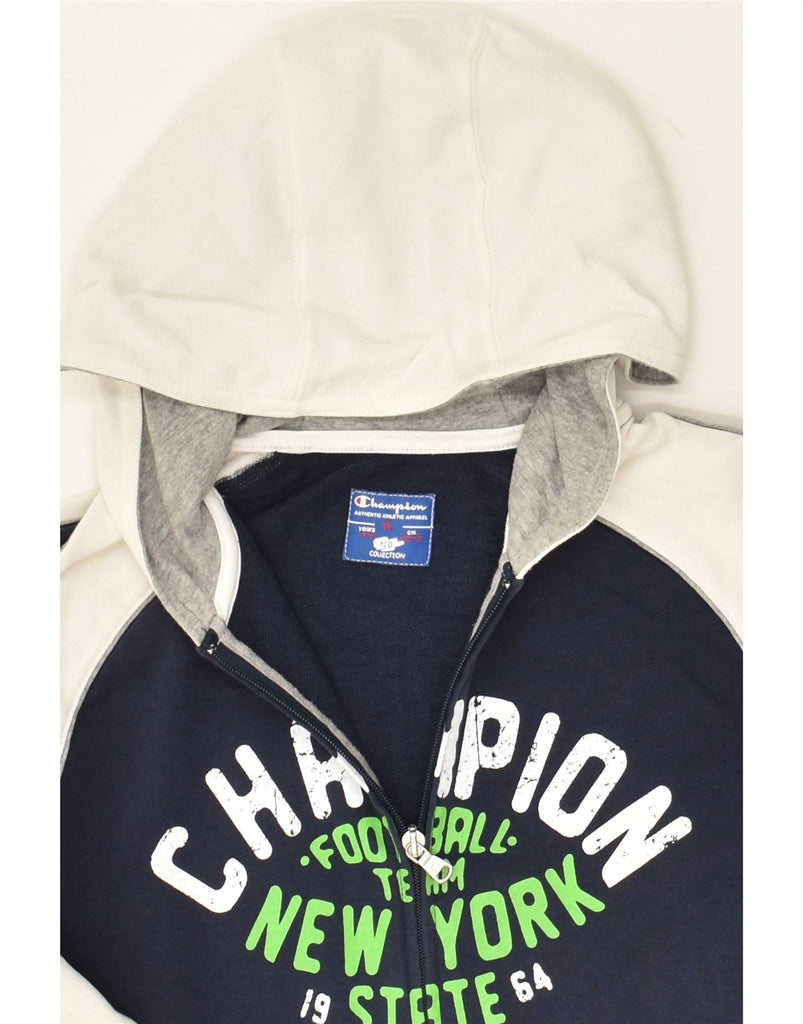 CHAMPION Boys Graphic Zip Hoodie Sweater 13-14 Years XL Navy Blue | Vintage Champion | Thrift | Second-Hand Champion | Used Clothing | Messina Hembry 