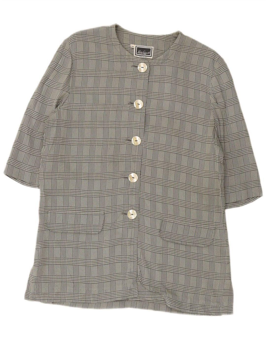 LUISA SPAGNOLI Womens 3/4 Sleeve Blazer Jacket IT 46 Large Green Check