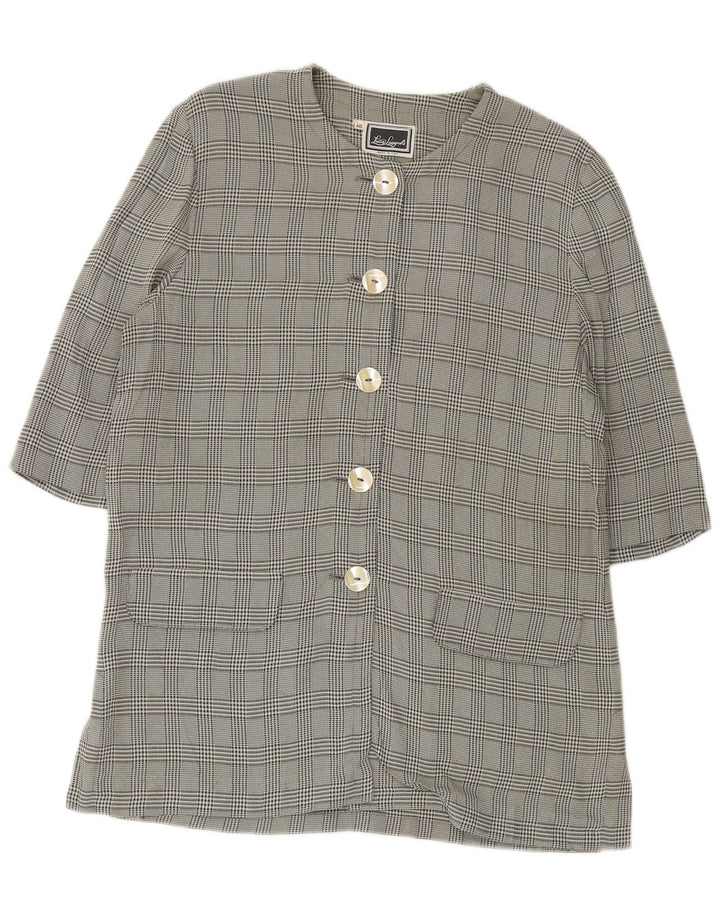 LUISA SPAGNOLI Womens 3/4 Sleeve Blazer Jacket IT 46 Large Green Check