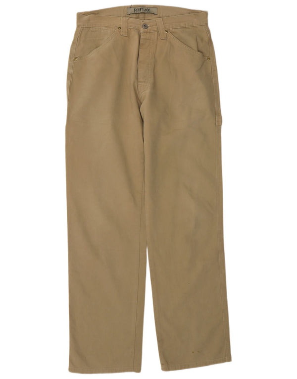 Replay Mens Carpenter Straight Cargo Trousers W31 L34 Beige Cotton