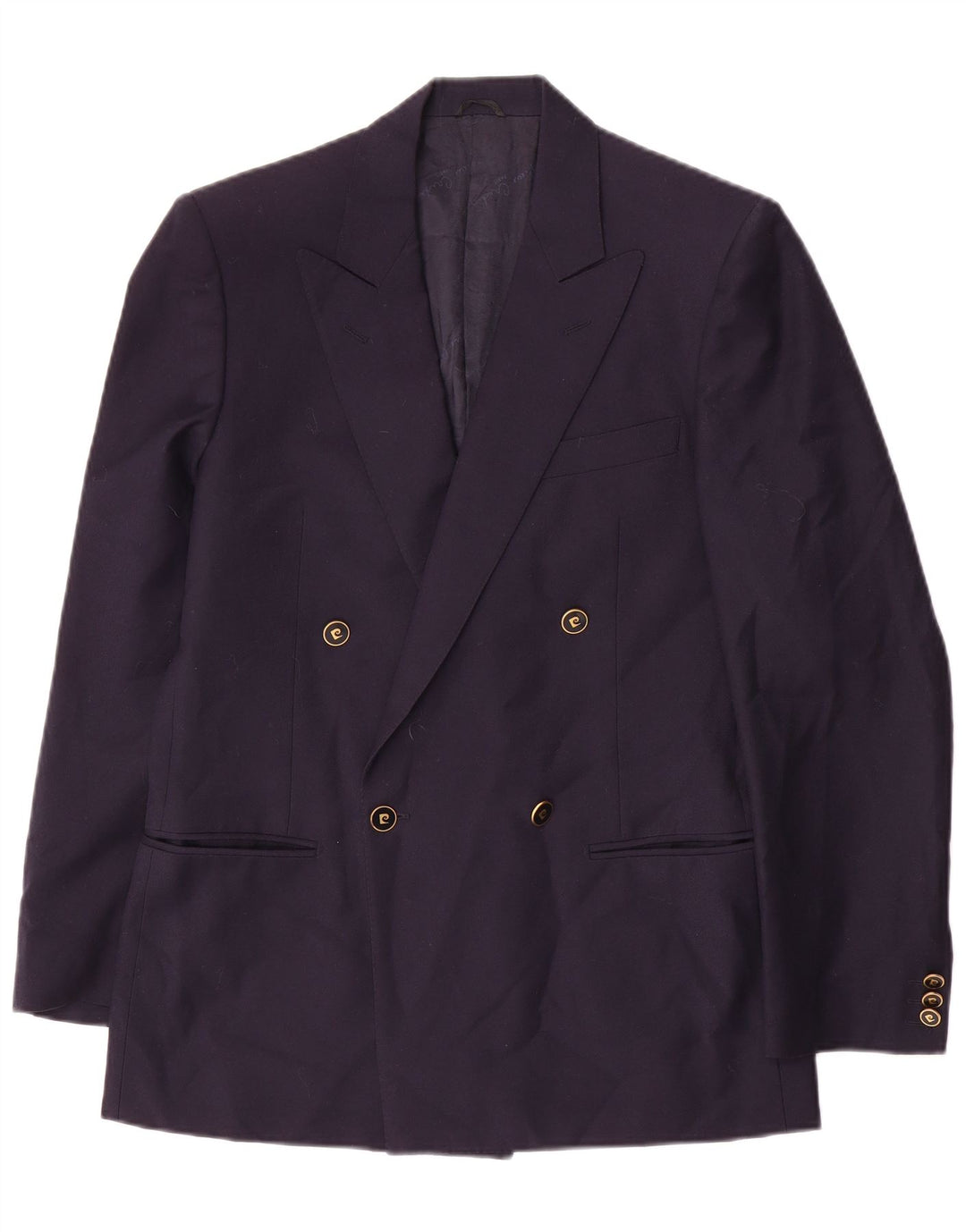 Pierre Cardin Mens Double Breasted Blazer Jacket IT 46 Small Navy Blue Wool