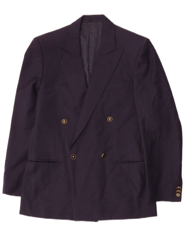 Pierre Cardin Mens Double Breasted Blazer Jacket IT 46 Small Navy Blue Wool