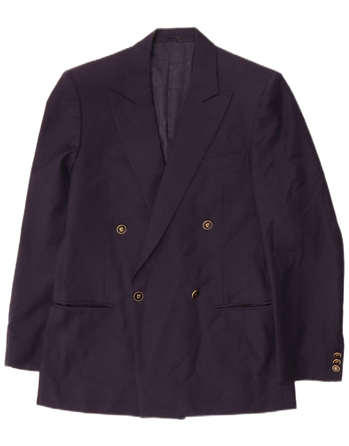 Pierre Cardin Mens Double Breasted Blazer Jacket IT 46 Small Navy Blue Wool