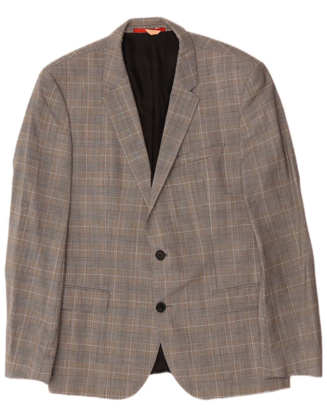 Hugo Boss Mens 2 Button Blazer Jacket EU 52 XL Grey Houndstooth Wool