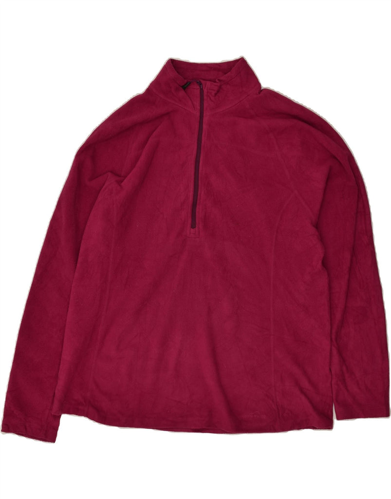 EDDIE BAUER Womens Zip Neck Fleece Jumper UK 20 2XL Burgundy Polyester | Vintage Eddie Bauer | Thrift | Second-Hand Eddie Bauer | Used Clothing | Messina Hembry 