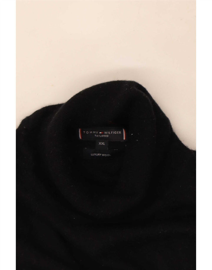 Tommy Hilfiger Mens Roll Neck Jumper Sweater 2XL Black Wool