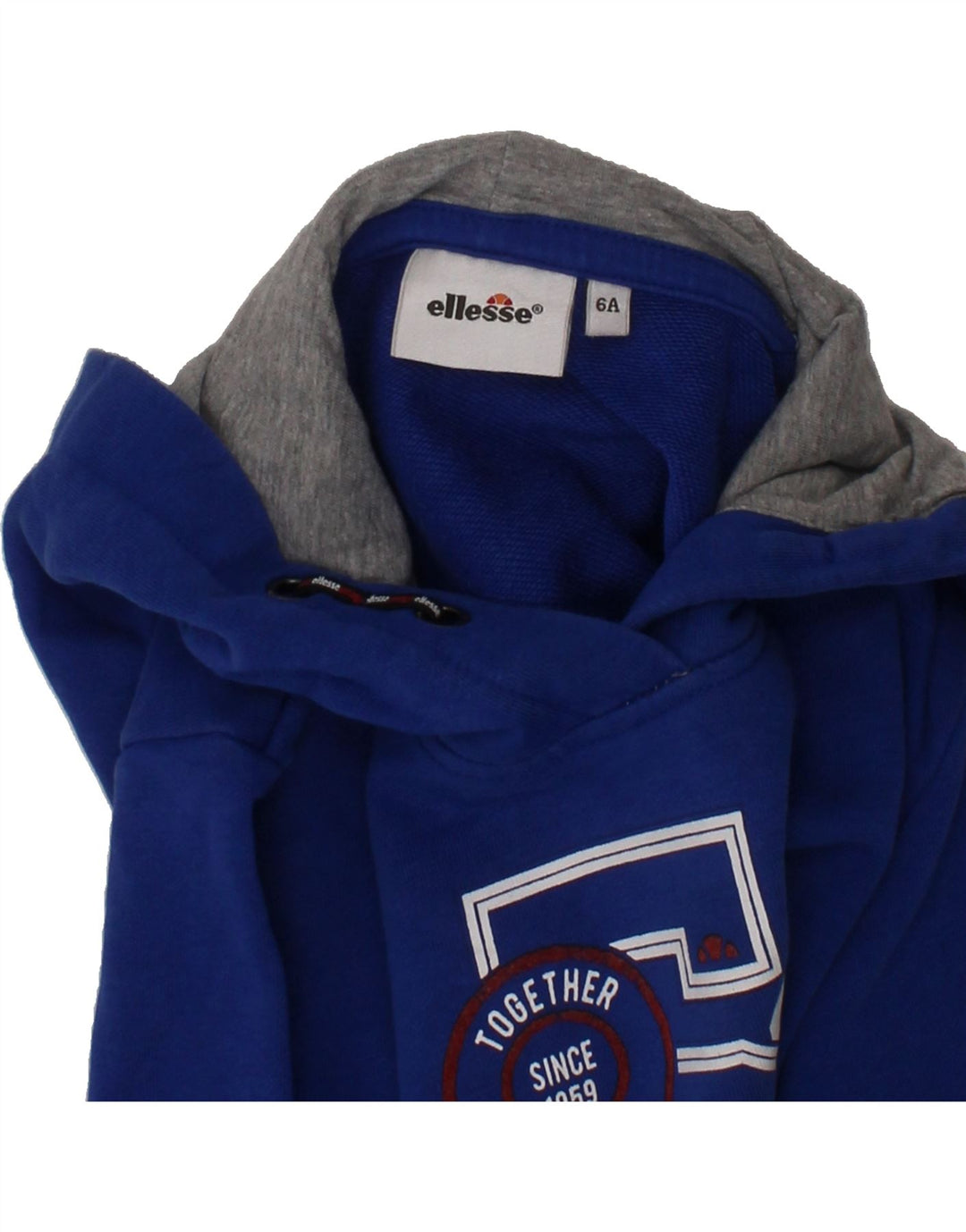 ELLESSE Girls Graphic Hoodie Jumper 5-6 Years Blue Cotton Vintage Ellesse and Second-Hand Ellesse from Messina Hembry 