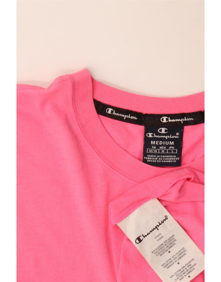 CHAMPION Mens Graphic T-Shirt Top Medium Pink Cotton