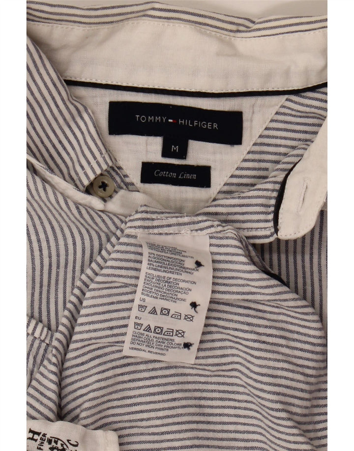 Tommy Hilfiger Mens Shirt Medium Blue Pinstripe Cotton