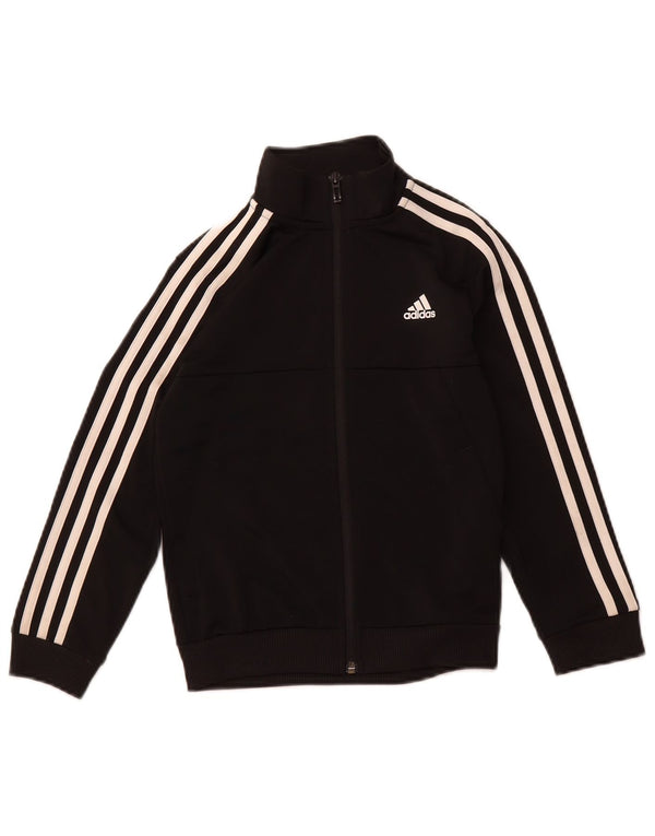 ADIDAS Boys Aeroready Tracksuit Top Jacket 7-8 Years Black Polyester