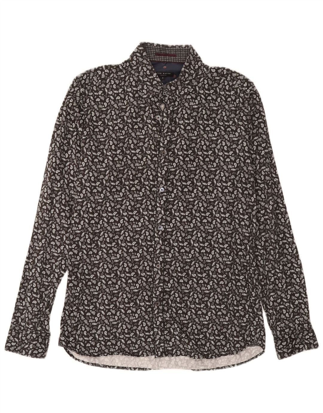 Ted Baker Mens Shirt Size 4 Large Grey Paisley Cotton