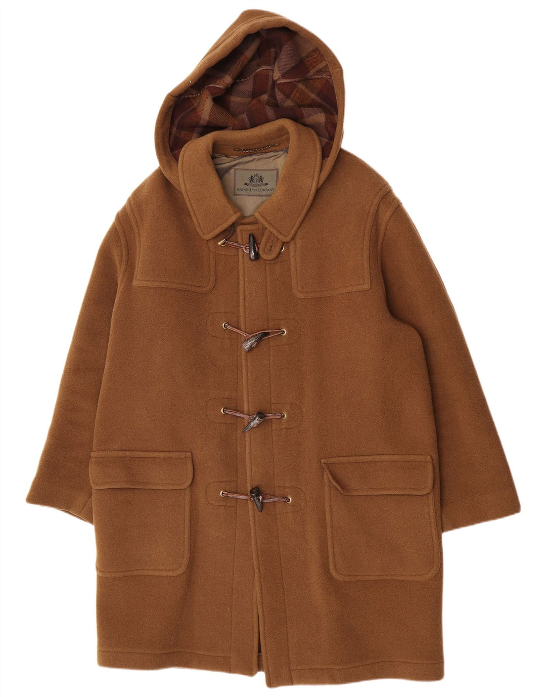 Brooklyn Mens Hooded Duffle Coat IT 52 XL Brown Wool