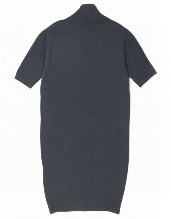 Cos Womens 3/4 Sleeve Oversized Jumper Dress UK 6 XS Green Flecked Wool