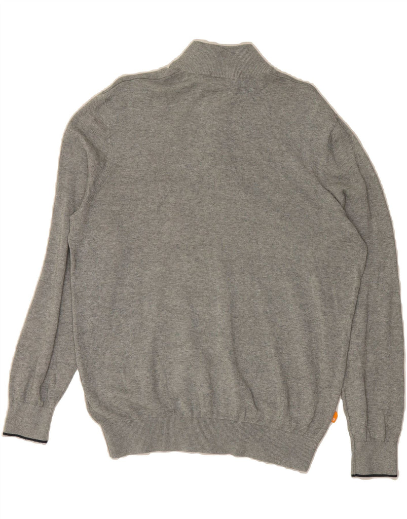 TIMBERLAND Mens Zip Neck Jumper Sweater Large Grey Cotton Vintage Timberland and Second-Hand Timberland from Messina Hembry 