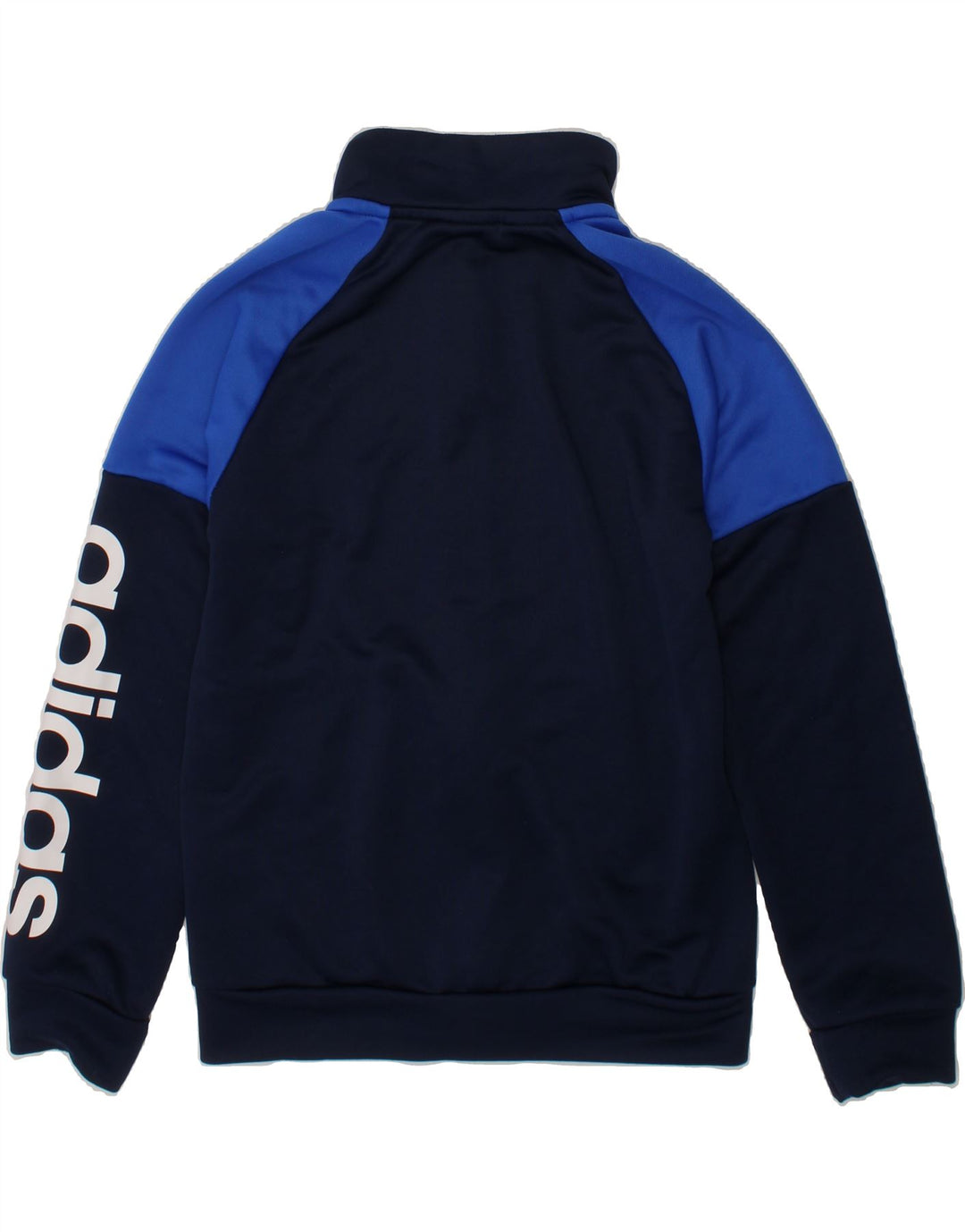 ADIDAS Boys Graphic Tracksuit Top Jacket 7-8 Years Navy Blue Colourblock Vintage Adidas and Second-Hand Adidas from Messina Hembry 