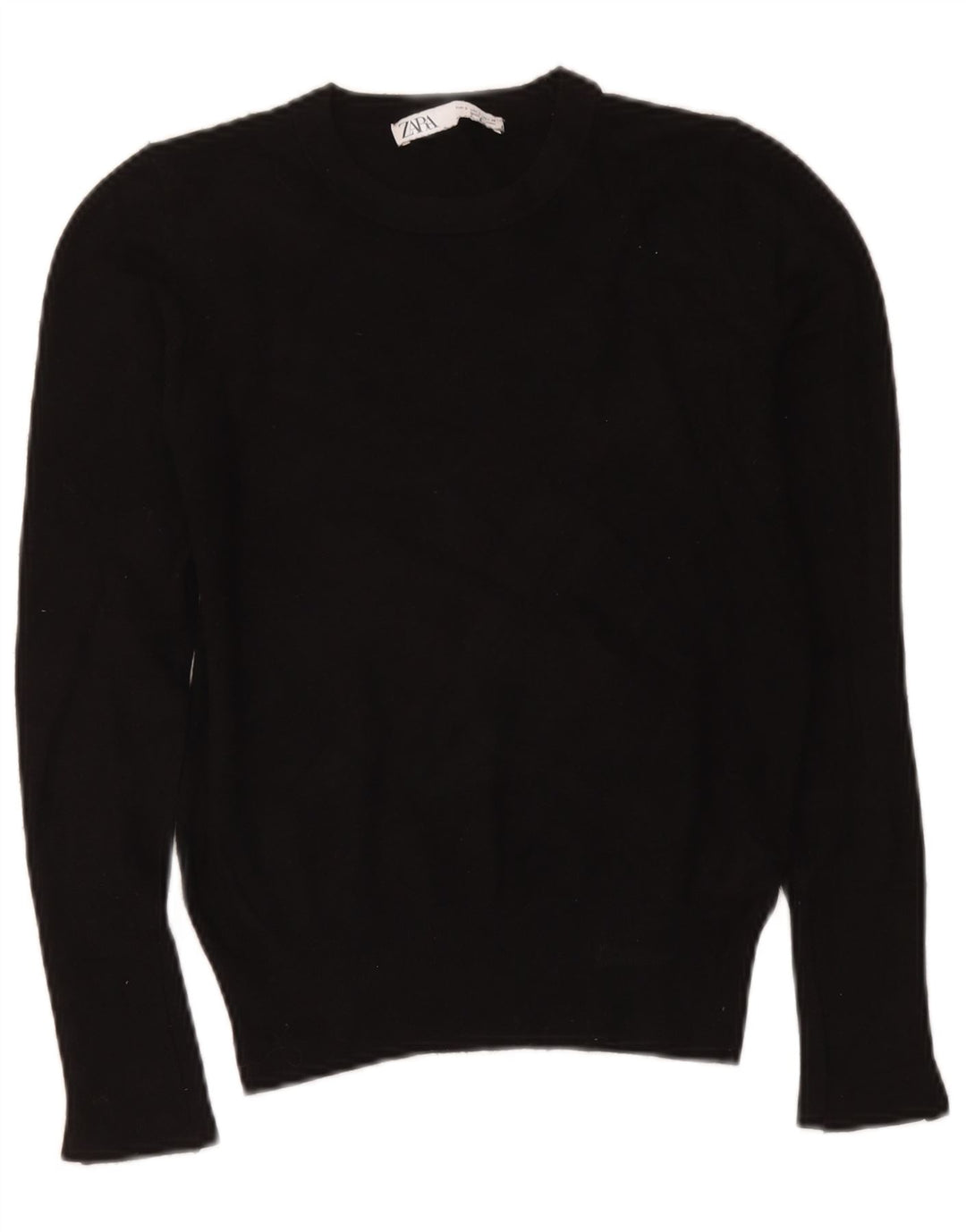 Zara Womens Crew Neck Jumper Sweater UK 10 Small Black