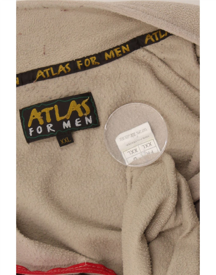 ATLAS FOR MEN Mens Zip Neck Fleece Jumper 2XL Brown Polyester Vintage Atlas For Men and Second-Hand Atlas For Men from Messina Hembry 